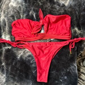 Red Bandeau Bikini Set